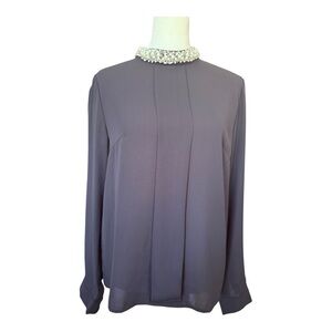 Holiday Elegance Beaded Black Blouse